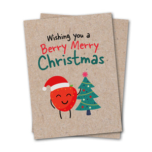 Berry Merry Christmas - Eco Kraft Greeting Card