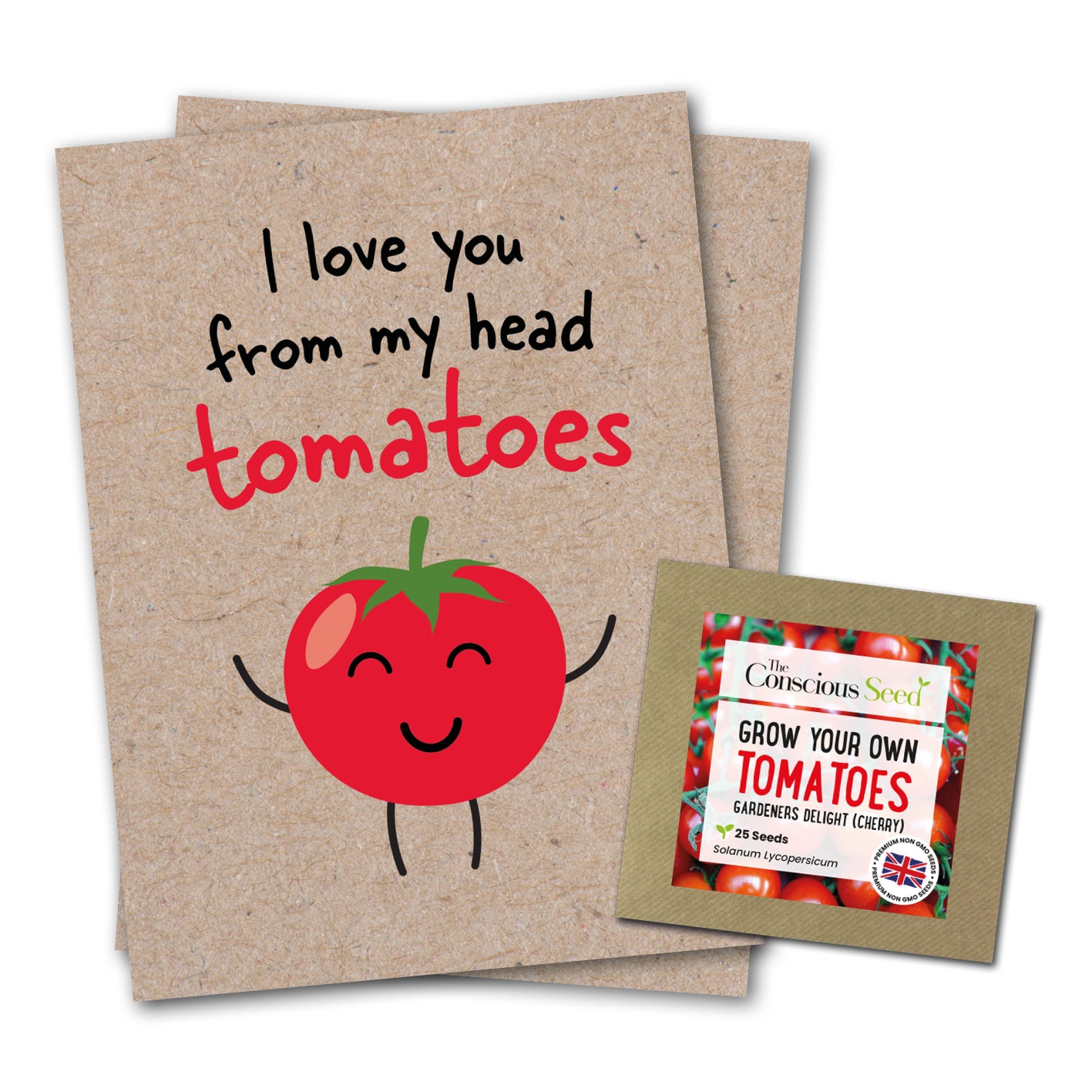 I Love You From My Head Tomatoes - Eco Kraft Greeting Card